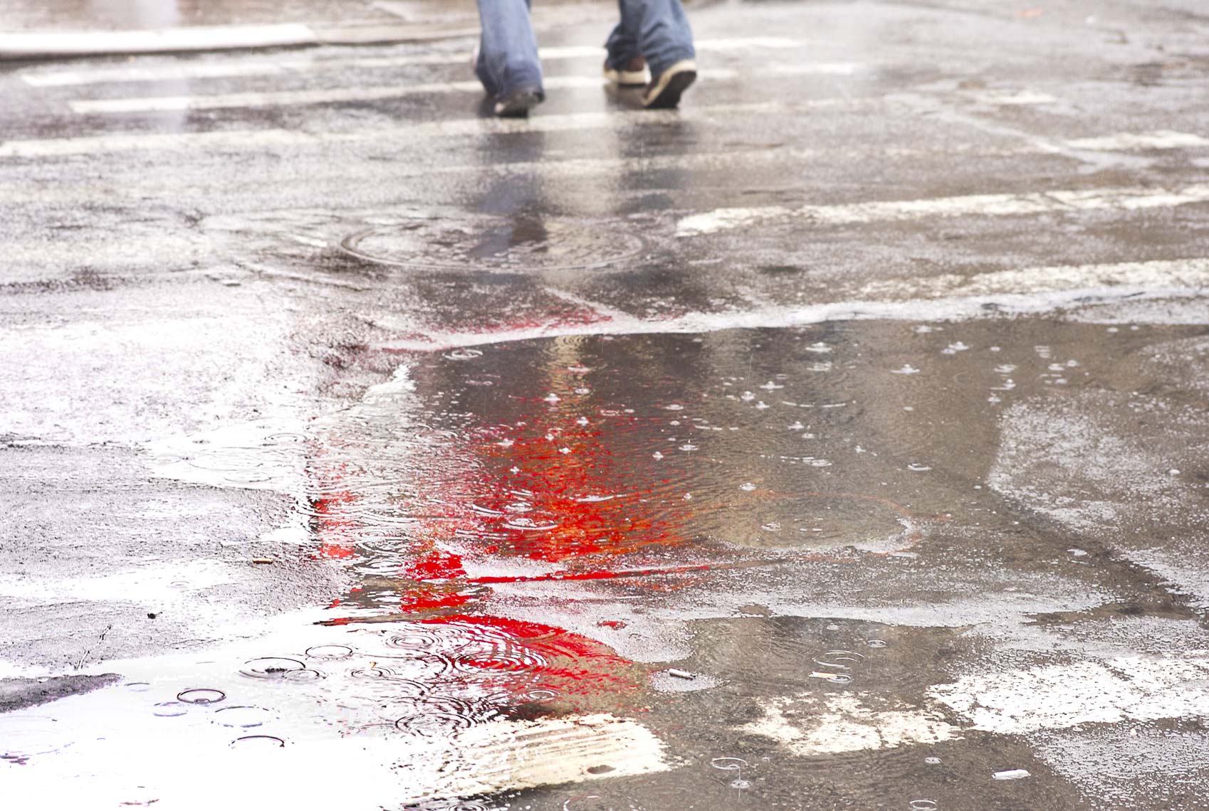 WET PAVEMENT WITH RED